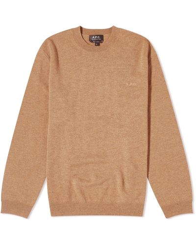 A.P.C. Philo Logo Knitted Jumper - Brown