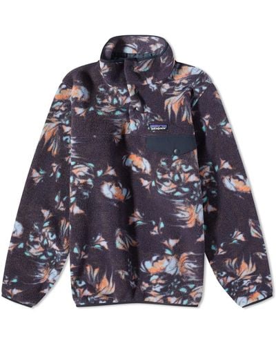 Patagonia Lw Synch Snap-T Pullover Swirl Floral/Pitch - Blue