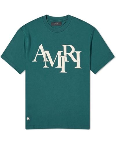 Amiri Staggered Logo T-Shirt - Green