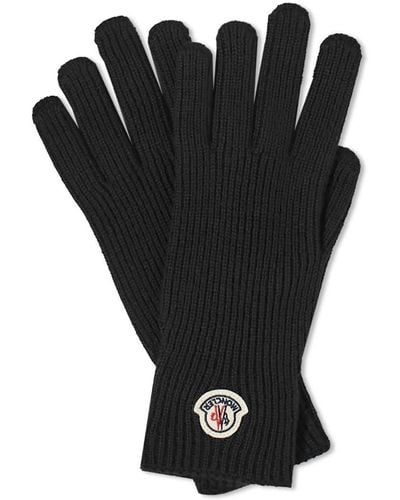 Moncler Wool Logo Gloves - Black