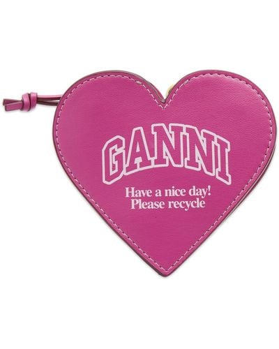 Ganni Funny Heart Zip Coin Purse - Purple