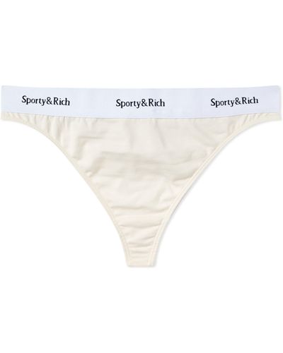 Sporty & Rich Serif Logo Thong - White
