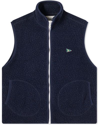 Drake's Boucle Wool Fleece Vest - Blue