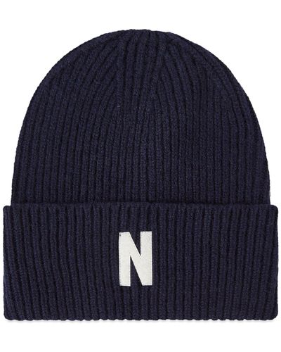 Norse Projects N Logo Beanie - Blue