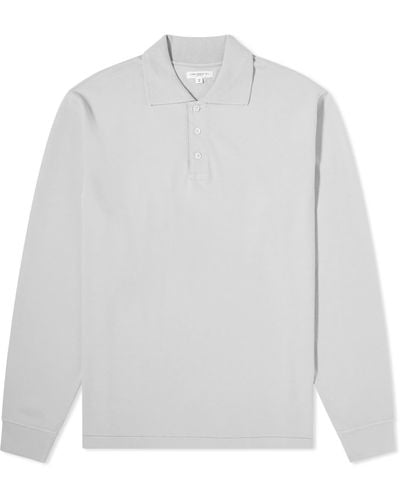 Lady White Co. Lady Co. Long Sleeve Three Button Polo Shirt - White