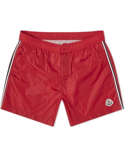 Moncler Nylon Logo Swim Shorts - Red