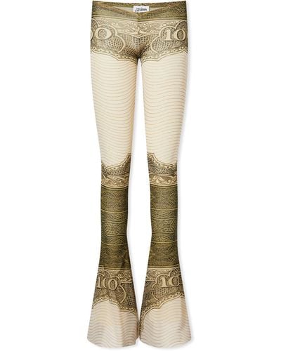 Jean Paul Gaultier Cartouche Mesh Flared Trousers - Natural