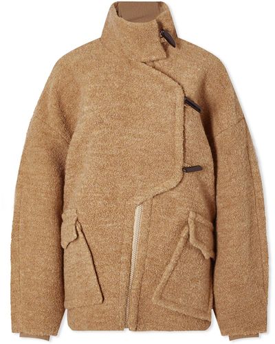 Ganni Boucle Wool Drop Shoulder Jacket - Brown