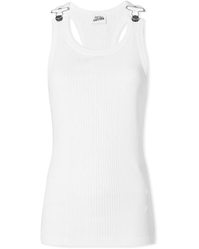 Jean Paul Gaultier Overall Buckle Ribbed Tank Top - White