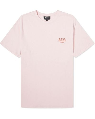 A.P.C. Raymond Embroidered Logo T-Shirt - Pink