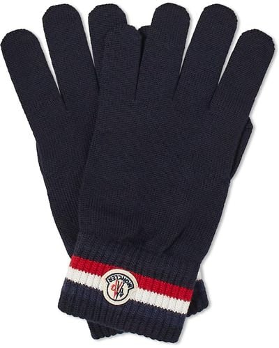 Moncler Tricolour Logo Gloves - Blue