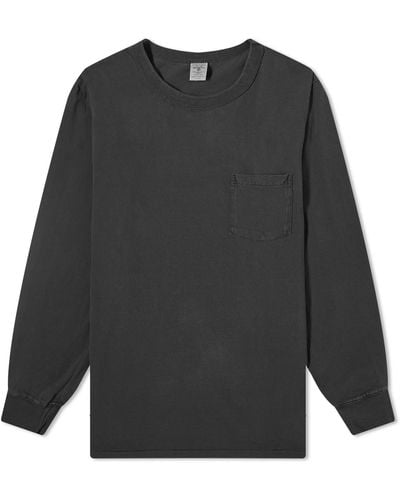Velva Sheen Long Sleeve Heavyweight Pocket T-shirt - Black