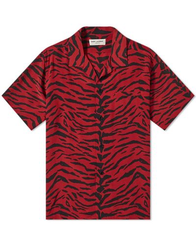 Saint Laurent Zebra Silk Vacation Shirt - Red