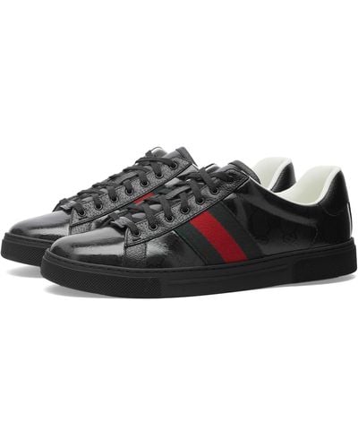 Gucci Ace Crystal Monogram Trainers - Black