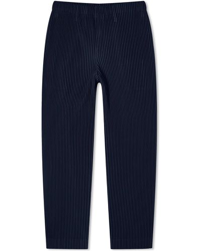 Homme Plissé Issey Miyake Pleated Straight Leg Trousers - Blue