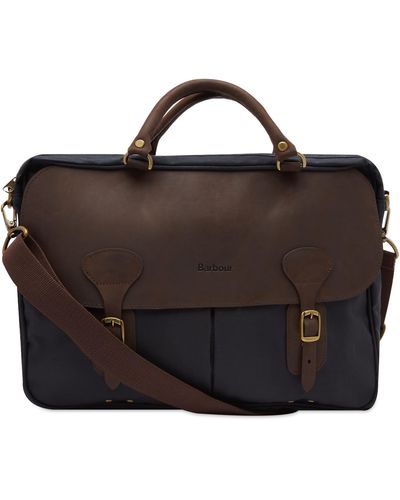 Barbour Wax Leather Briefcase - Blue