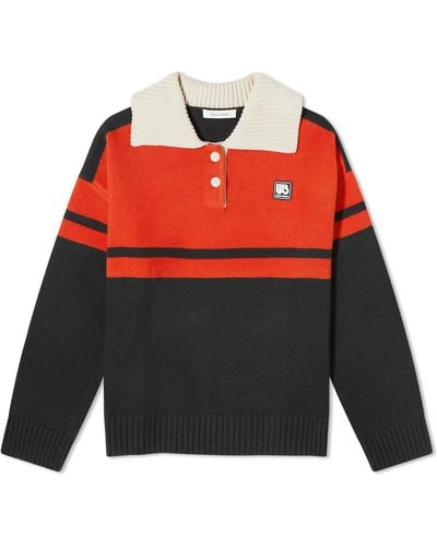 Wales Bonner Long Sleeve Calm Polo - Red