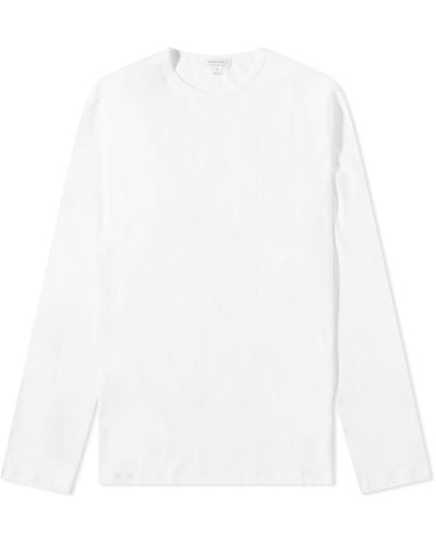 Sunspel Long Sleeve Crew Neck T-Shirt - White