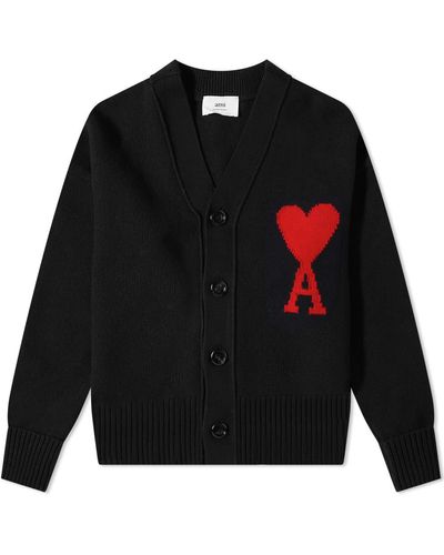 Ami Paris Ami A Heart Cardigan - Black