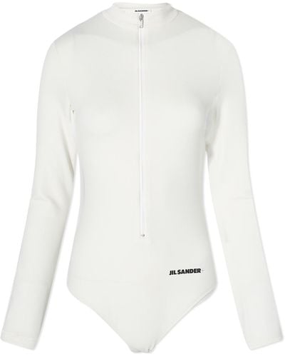 Jil Sander Long Sleeve Swimsuit - White