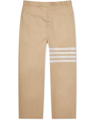 Thom Browne 4-Bar Unconstructed Welt Pocket Trousers - Natural