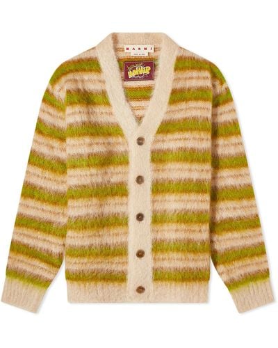 Marni Mohair Stripe Knit Cardigan - Yellow