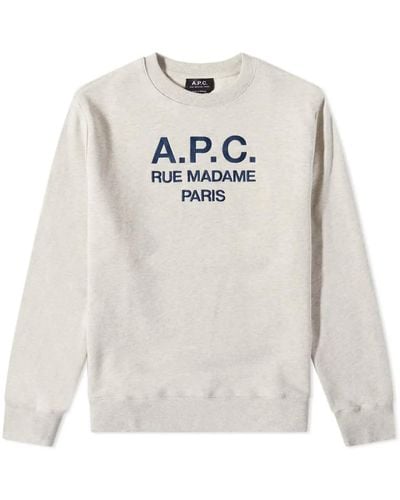 A.P.C. Rufus Embroidered Logo Crew Sweat - Gray