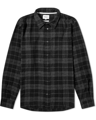Norse Projects Algot Relaxed Wool Check Shirt - Black