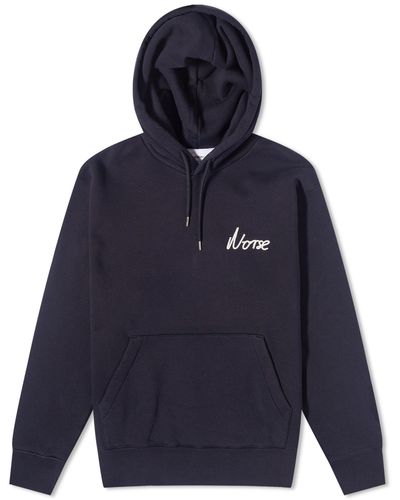 Norse Projects Arne Relaxed Chain Stitch Logo Hoodie - Blue