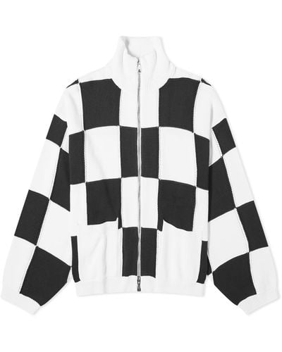 Cole Buxton Chequered Knit Jacket - Black