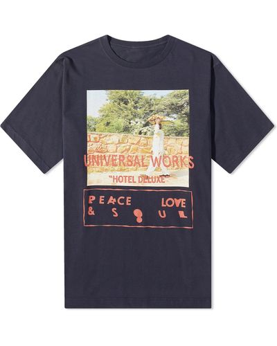 Universal Works Print T-Shirt - Blue