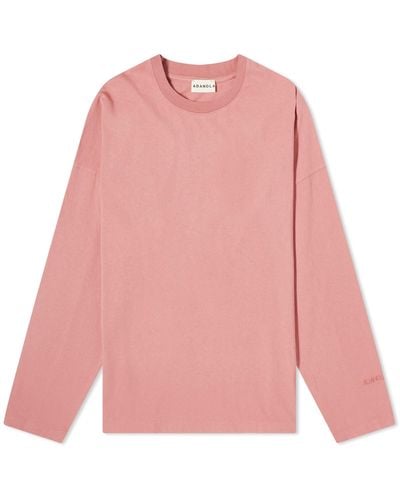 ADANOLA Washed Long Sleeve Boxy T-Shirt - Pink