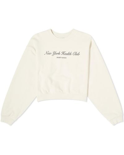 Sporty & Rich Ny Health Club Cropped Crew Sweat - Natural