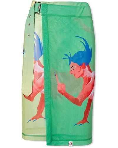 Charles Jeffrey Mesh Wrap Skirt - Green