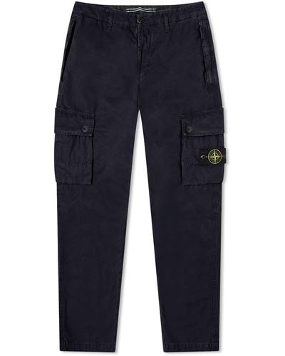 Stone Island Brushed Cotton Canvas Cargo Trousers - Blue