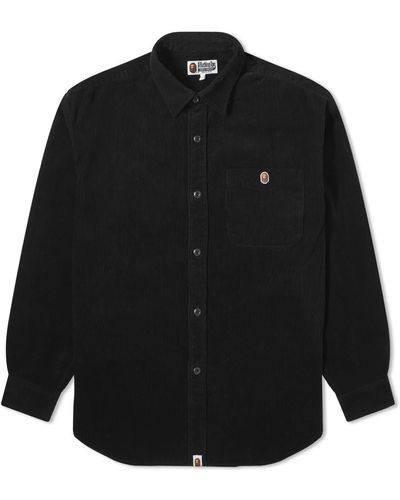 A Bathing Ape One Point Corduroy Relaxed Fit Shirt - Black