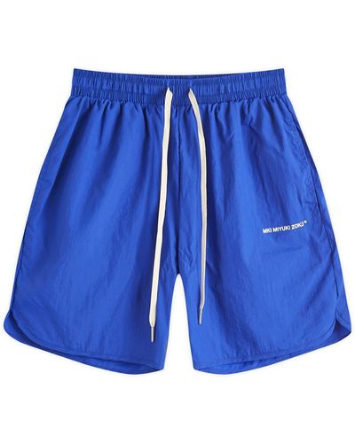 MKI Miyuki-Zoku Crinkle Nylon Track Shorts - Blue
