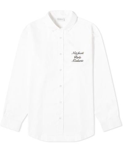 Drole de Monsieur Presented By End. Embroirdered Slogan Twill Shirt - White