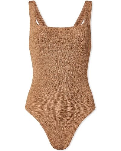 Hunza G Square Neck Swimsuit - Brown
