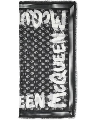 Alexander McQueen Graffiti Logo Skull Scarf - Multicolor