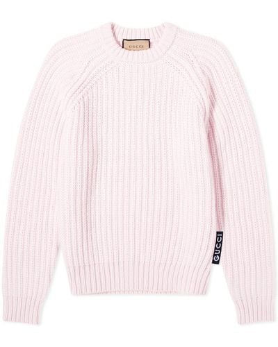 Gucci Ribbed Crew Neck Knit Jumper - Pink