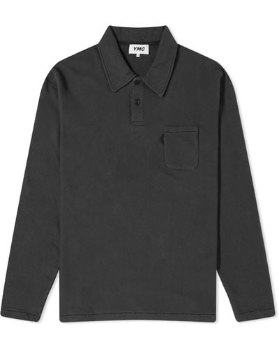YMC Ivy Long Sleeve Polo Shirt - Gray