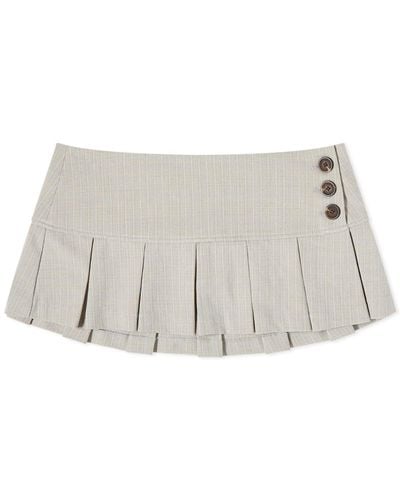 Danielle Guizio Pleated Micro Mini Skirt - Grey