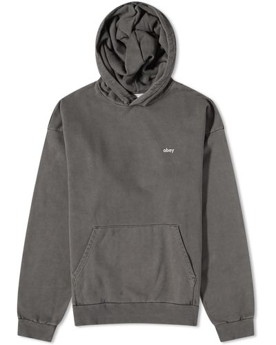 Obey Lowercase Pigment Pull Over Hoodie - Grey