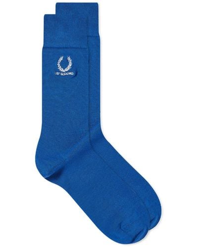 Fred Perry X Raf Simons Embroided Socks - Blue