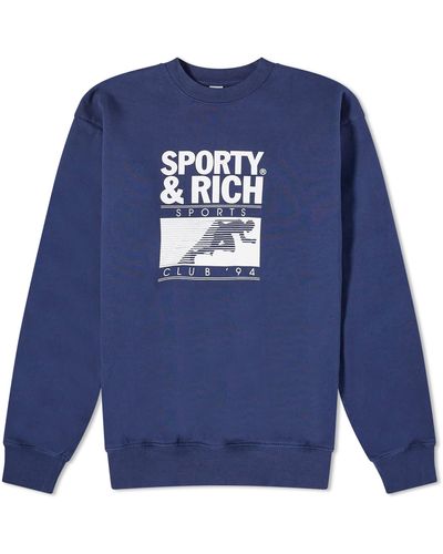 Sporty & Rich Motion Club Crew Sweat - Blue
