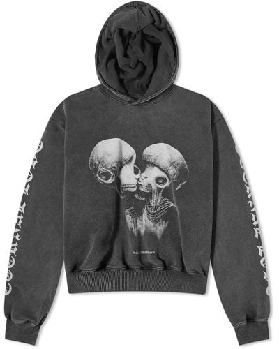 Han Kjobenhavn Aliens Kissing Cropped Hoodie - Gray