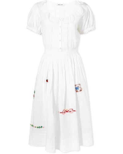Sandy Liang Beetle Short Sleeve Dress - White