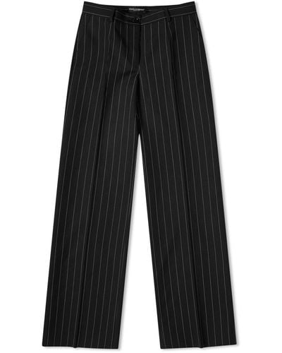 Dolce & Gabbana Striped Tailored Trousers - Black