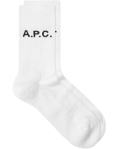 A.P.C. Sky Logo Socks - White